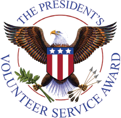 Eagle with shield, President's Volunteer Service Award.